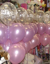 21 Pink and purple, 6 balloons