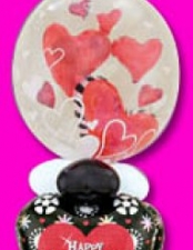 Red and Black Hearts Inside Balloon - $85